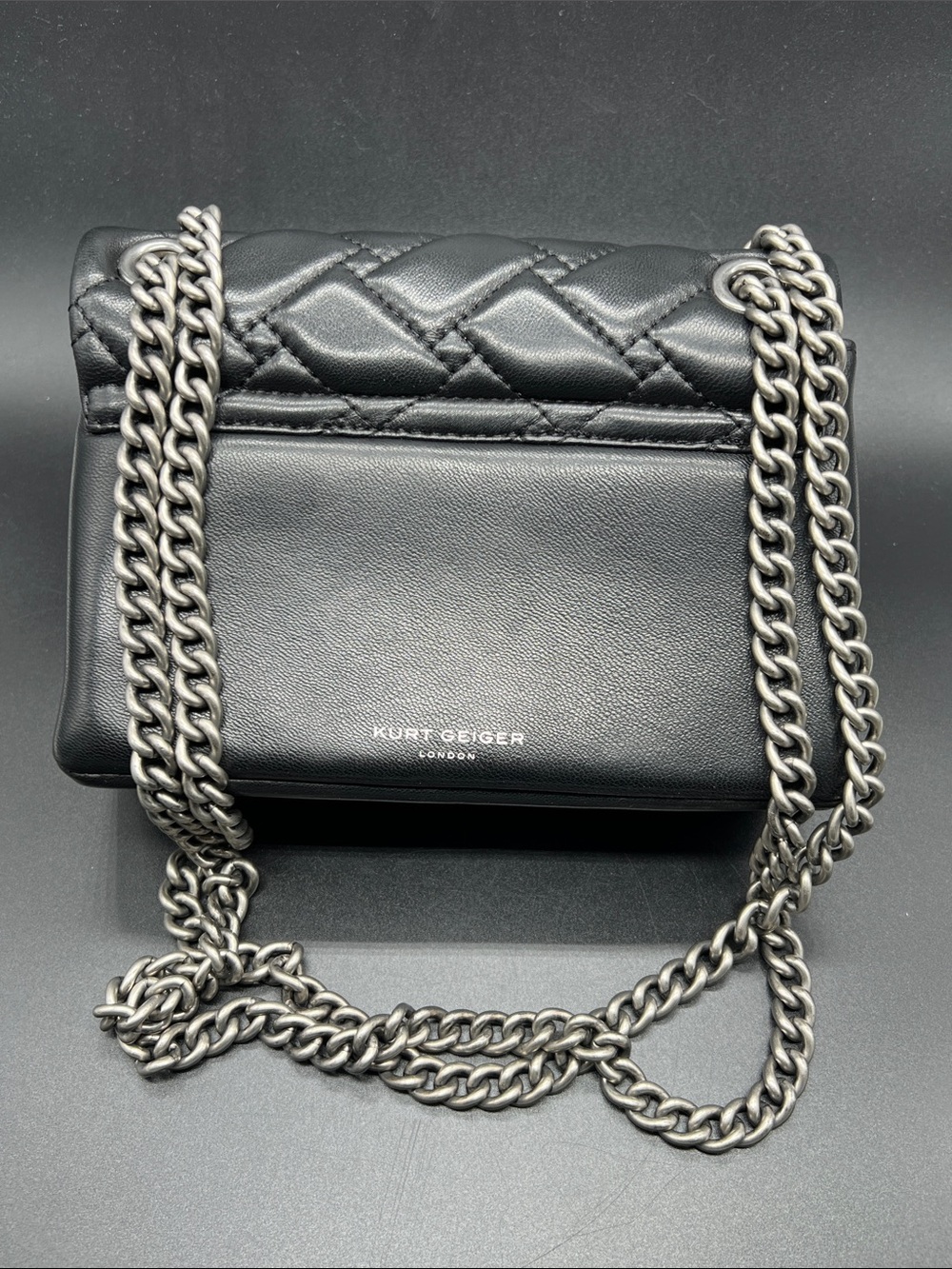 Kurt Geiger London Black Leather Kensington Mini Crossbody Eagle Head Chain Bag - Picture 4 of 12